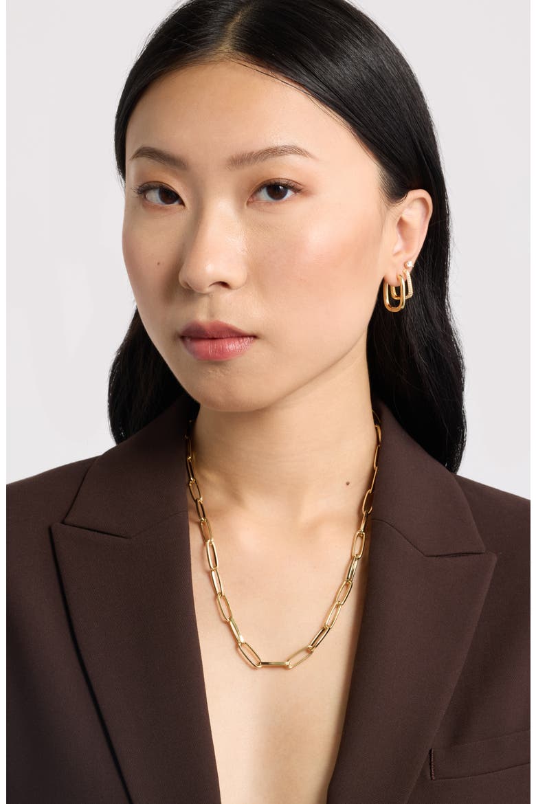 Paperclip Chain Necklace, Alternate, color, GOLD
