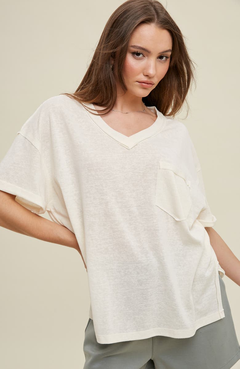 WISHLIST Oversize V-Neck Tee, Alternate, color, Off White