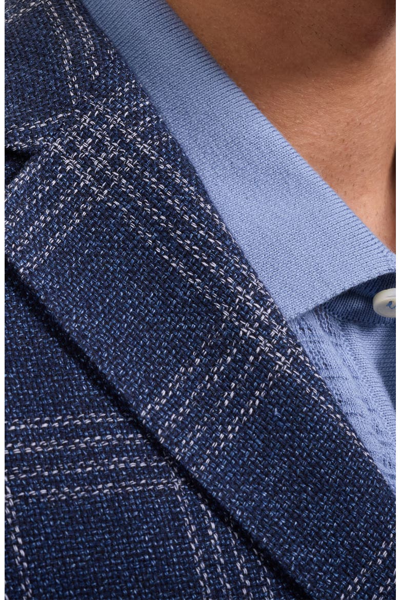 Windowpane Check Cotton & Linen Blend Blazer, Alternate, color, NAVY
