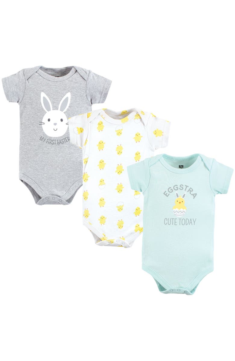 Hudson Baby All-Season Cotton One-Piece Garment Set of 3, Main, color, Eggstra Cute
