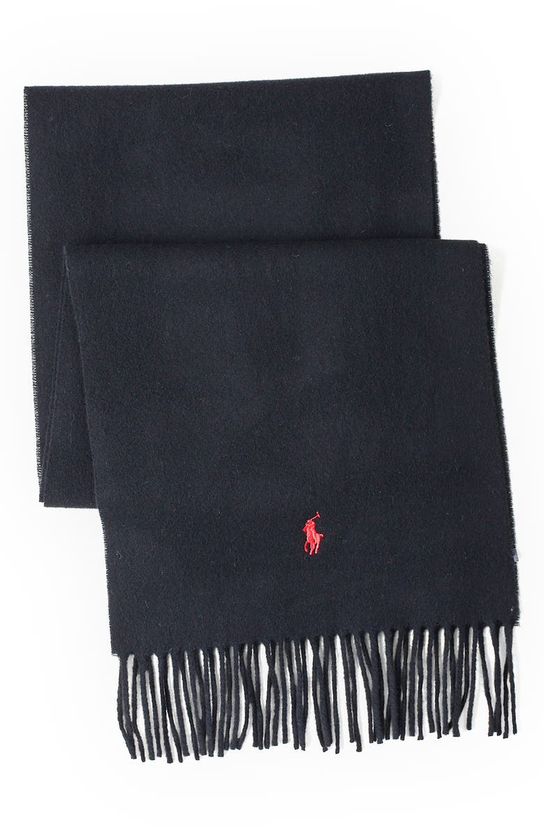 Polo Ralph Lauren Wool Blend Muffler Scarf, Main, color, Black