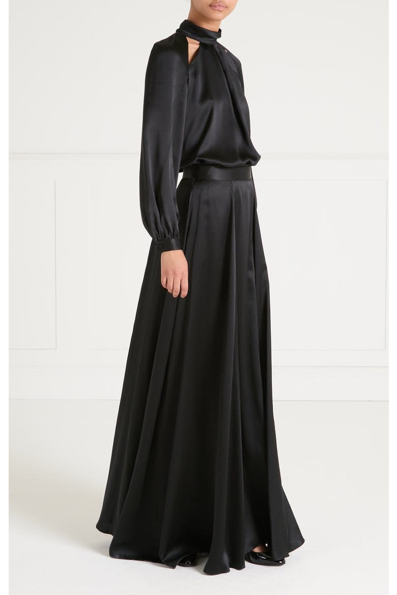 Amerie Satin Skirt, Alternate, color, Black