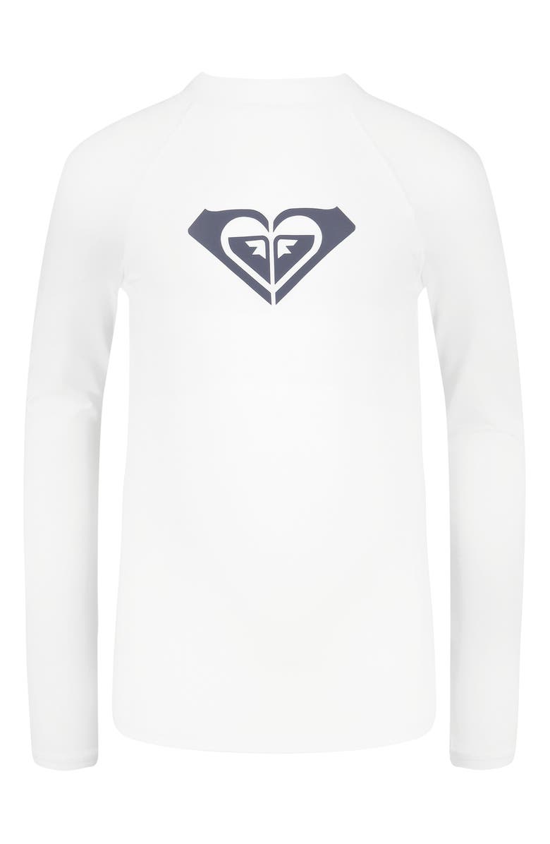 Roxy Kids' Whole Hearted Long Sleeve Rashguard, Main, color, Bright White