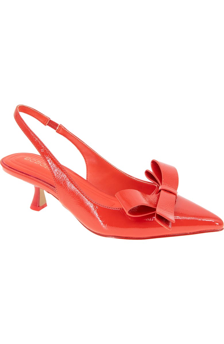 BCBGeneration Kasti Pointed Toe Slingback Pump, Main, color, Tomato Patent