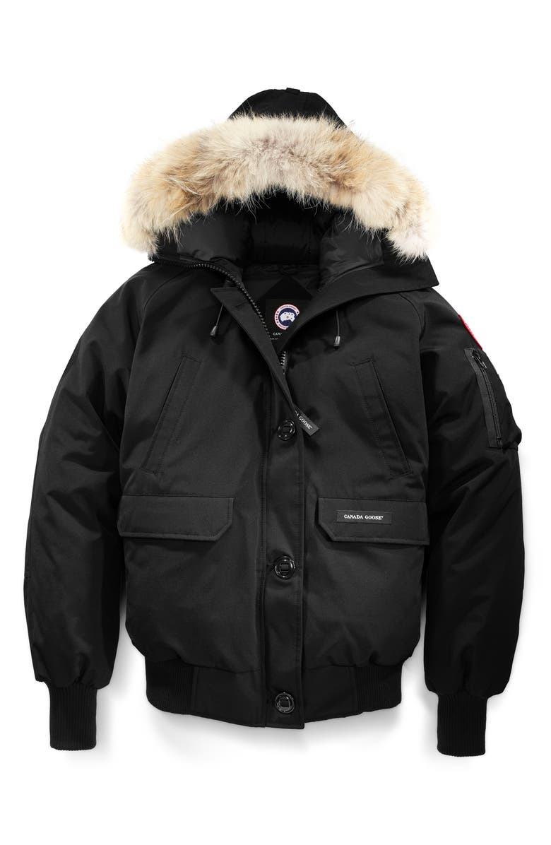 Canada Goose Chilliwack Hooded Down Bomber Jacket with Genuine Coyote Fur Trim, Alternate, color, 