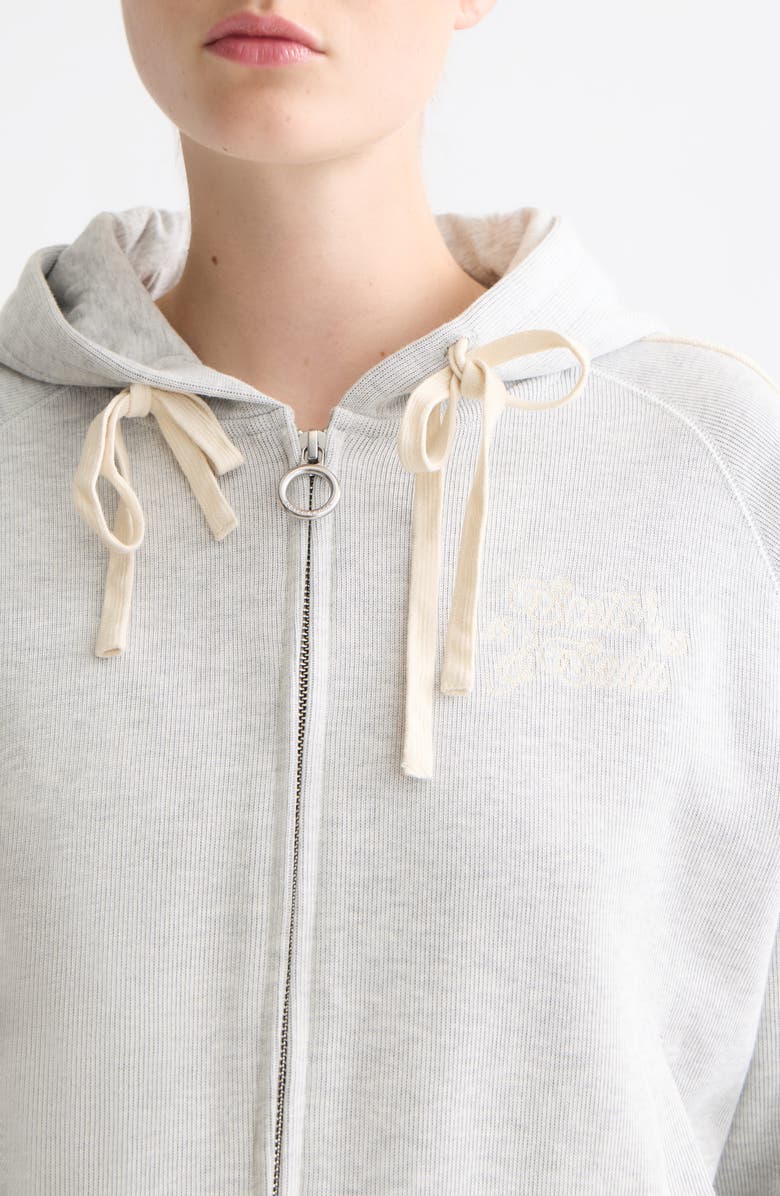 Scotch & Soda Ribbed Interlock Full Zip Hoodie, Alternate, color, Light Grey Melange