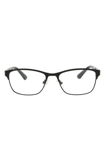 Alexander Mcqueen Mcqueen 49mm Core Rectangle Optical Glasses In Black Black Transparent