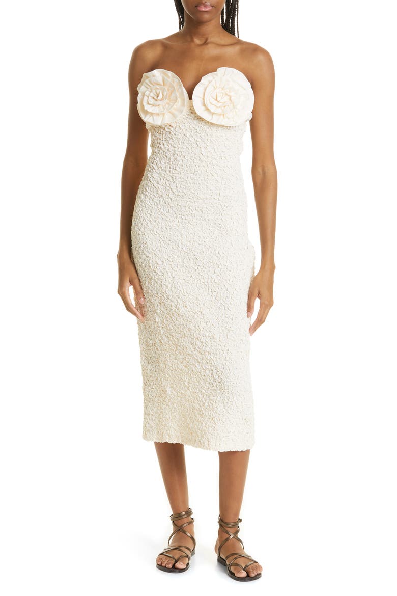 Mona Organic Cotton Strapless Dress, Main, color, CREAM