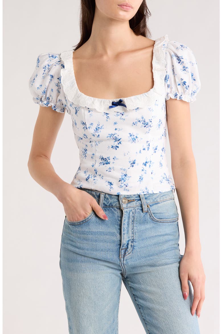 Alice Lace Trim Puff Sleeve Crop Top, Main, color, ORLAYA