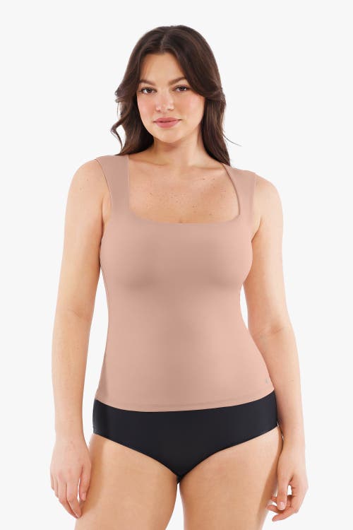 Popilush Cloud-touch Double-layer Shaping Sleeveless Top In Neutral