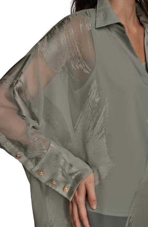 Donna Karan New York Brushstroke Burnout Tunic In Green