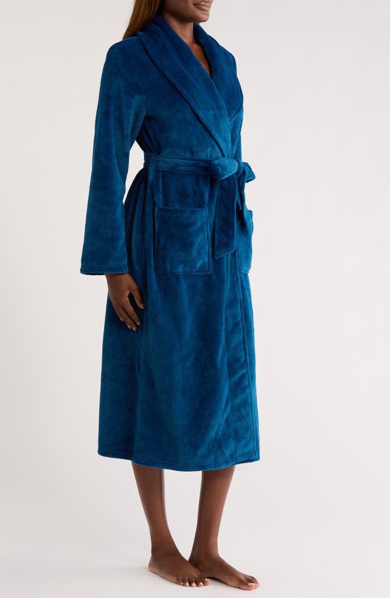 Nordstrom Shawl Collar Plush Longline Robe, Alternate, color, Blue Opal