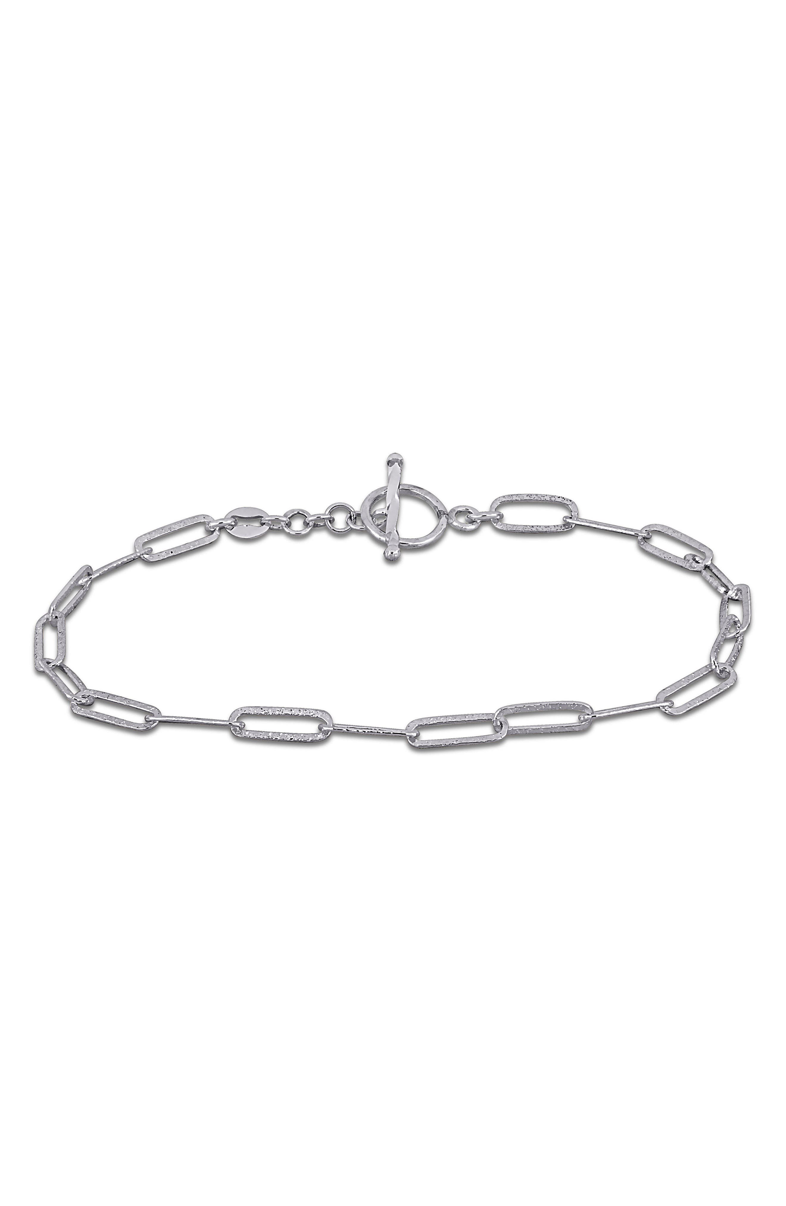 Polished Paper Clip Chain Bracelet, 3.5mm