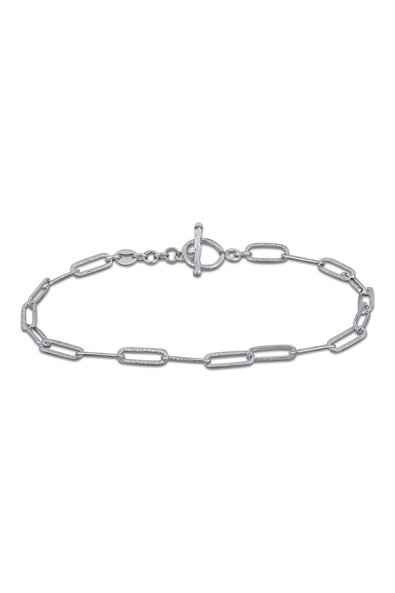 Polished Paper Clip Chain Bracelet, 3.5mm, Main, color, SILVER