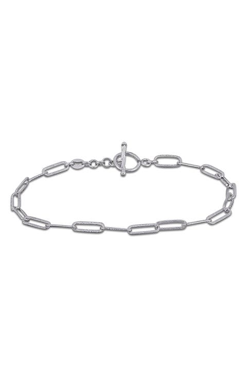Polished Paper Clip Chain Bracelet, 3.5mm
