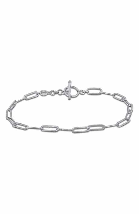 Polished Paper Clip Chain Bracelet, 3.5mm