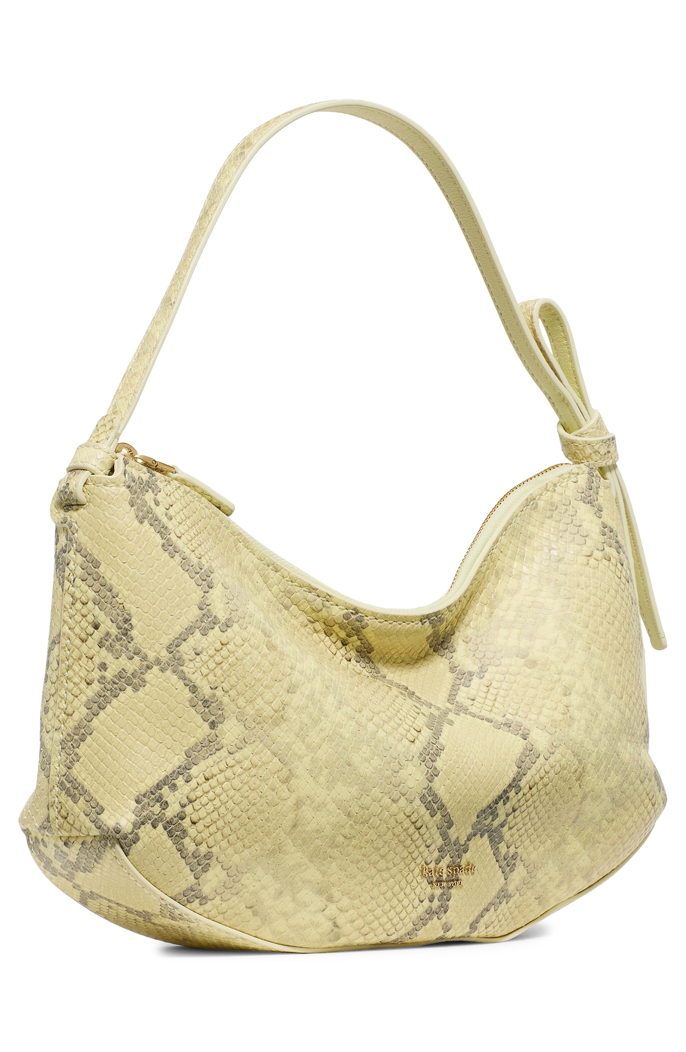 Kate Spade New York loop snakeskin-embossed leather shoulder bag, Alternate, color, 