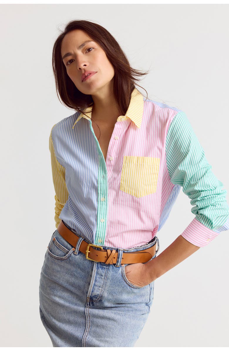 The Shirt by Rochelle Behrens The Boyfriend Shirt in Multistripe, Alternate, color, Multi Stripe