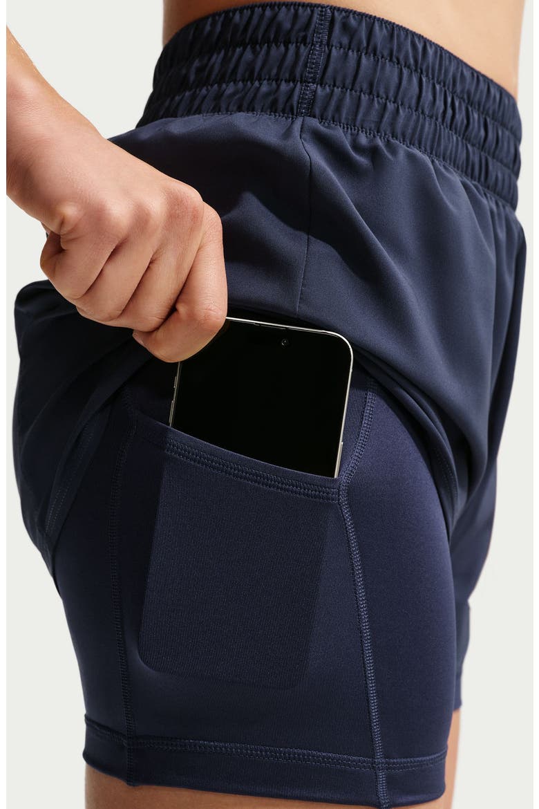 One Dri-FIT High-Waisted 3-Inch 2-in-1 Shorts, Alternate, color, 411 MNNAVY/WHITE