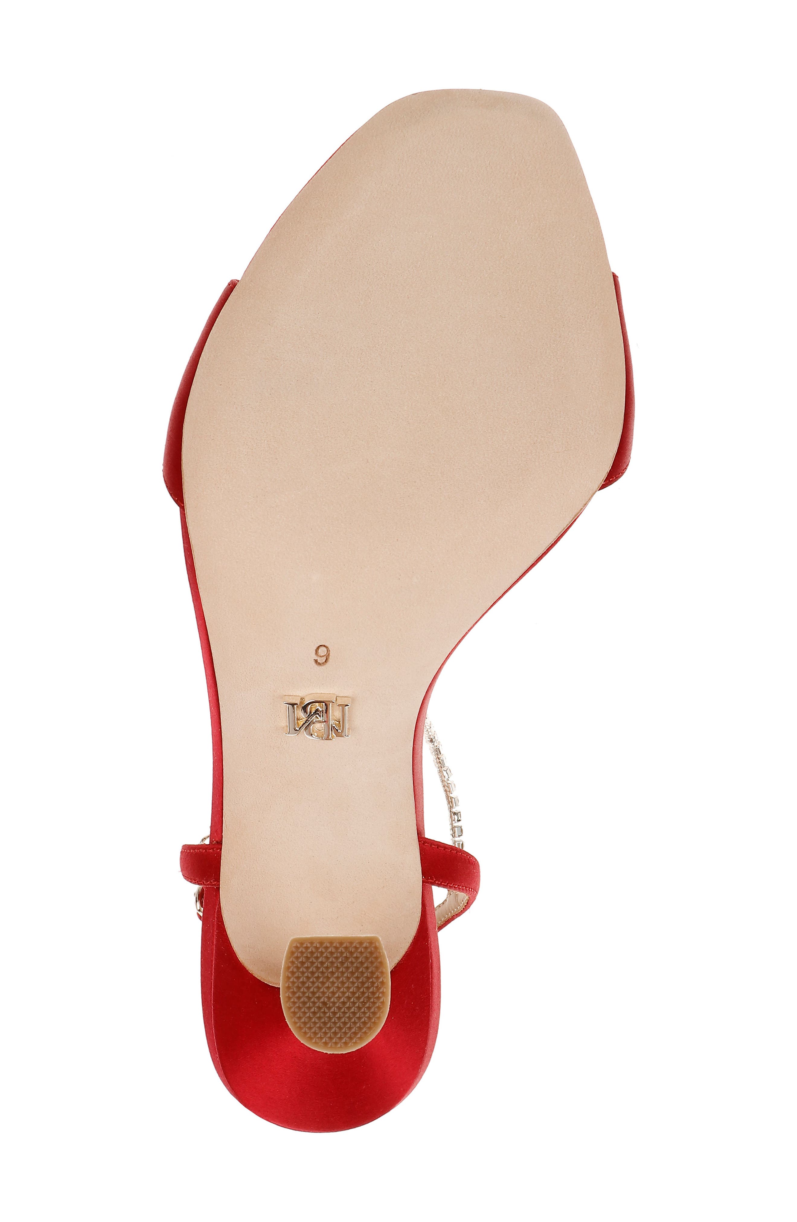 Neville Jeweled Strap Sandal, Alternate, color, RED SATIN