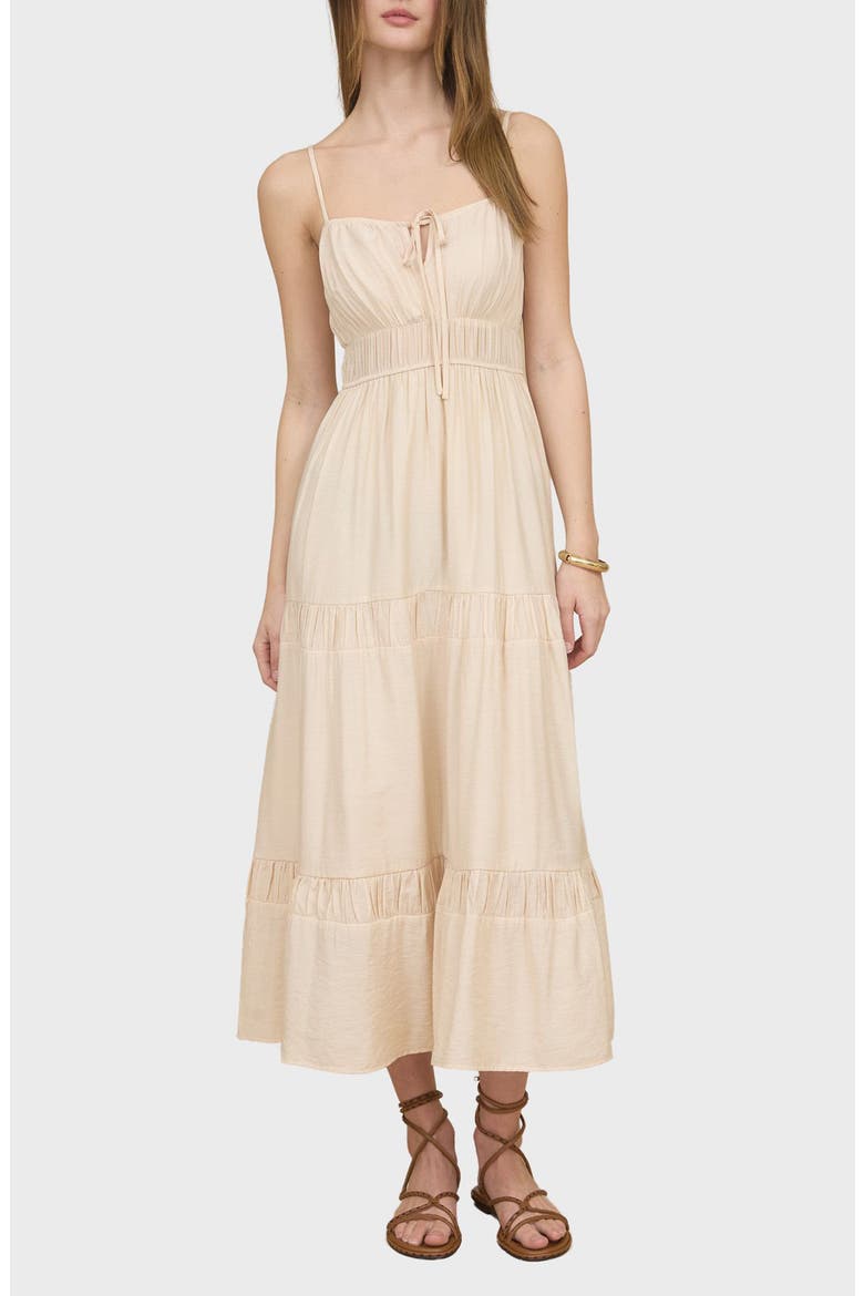 Tiered Midi Sundress, Main, color, LIGHT KHAKI
