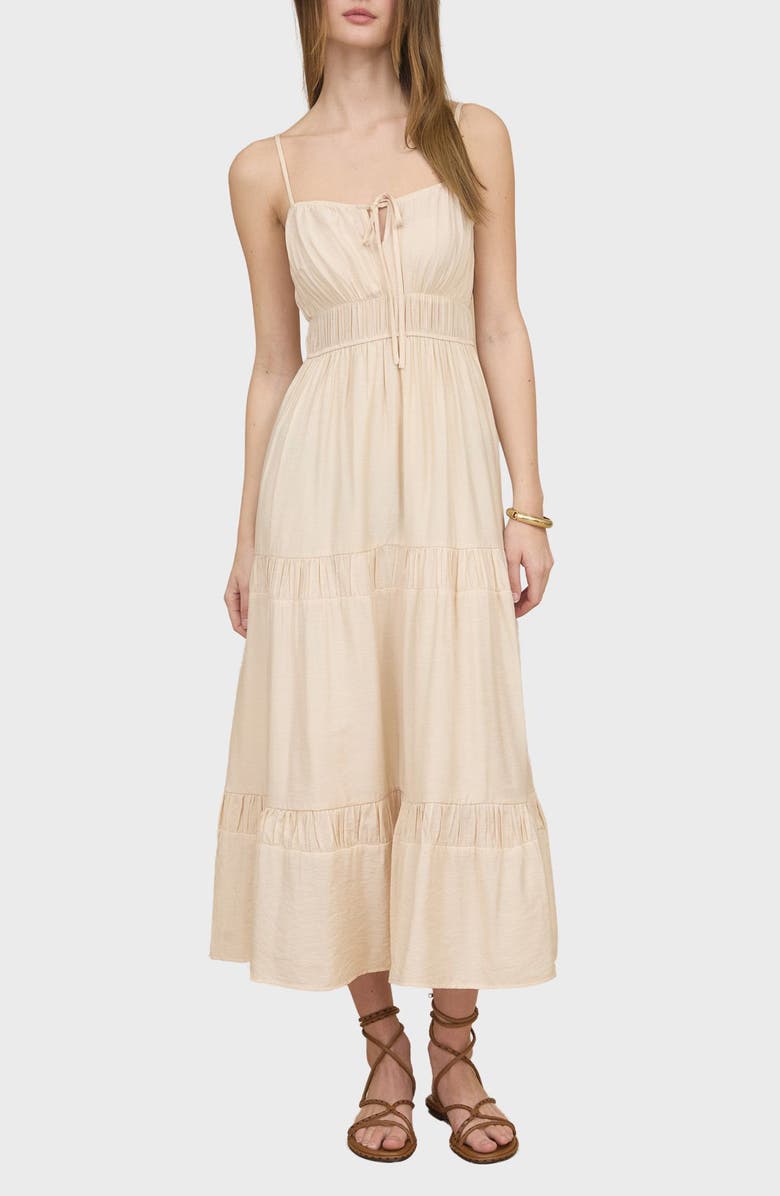 Blu Pepper Tiered Midi Sundress, Main, color, Light Khaki
