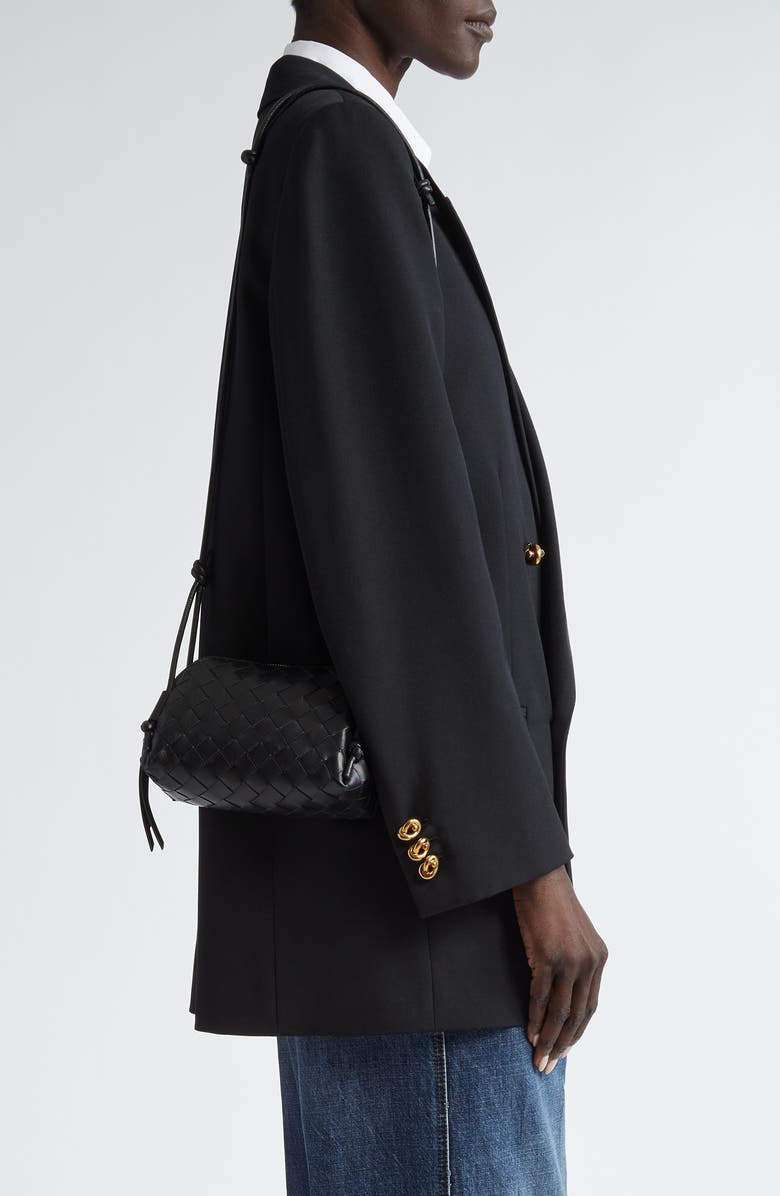 Bottega Veneta Mini Concert Intrecciato Leather Crossbody Bag, Alternate, color, 8425 Black-Gold