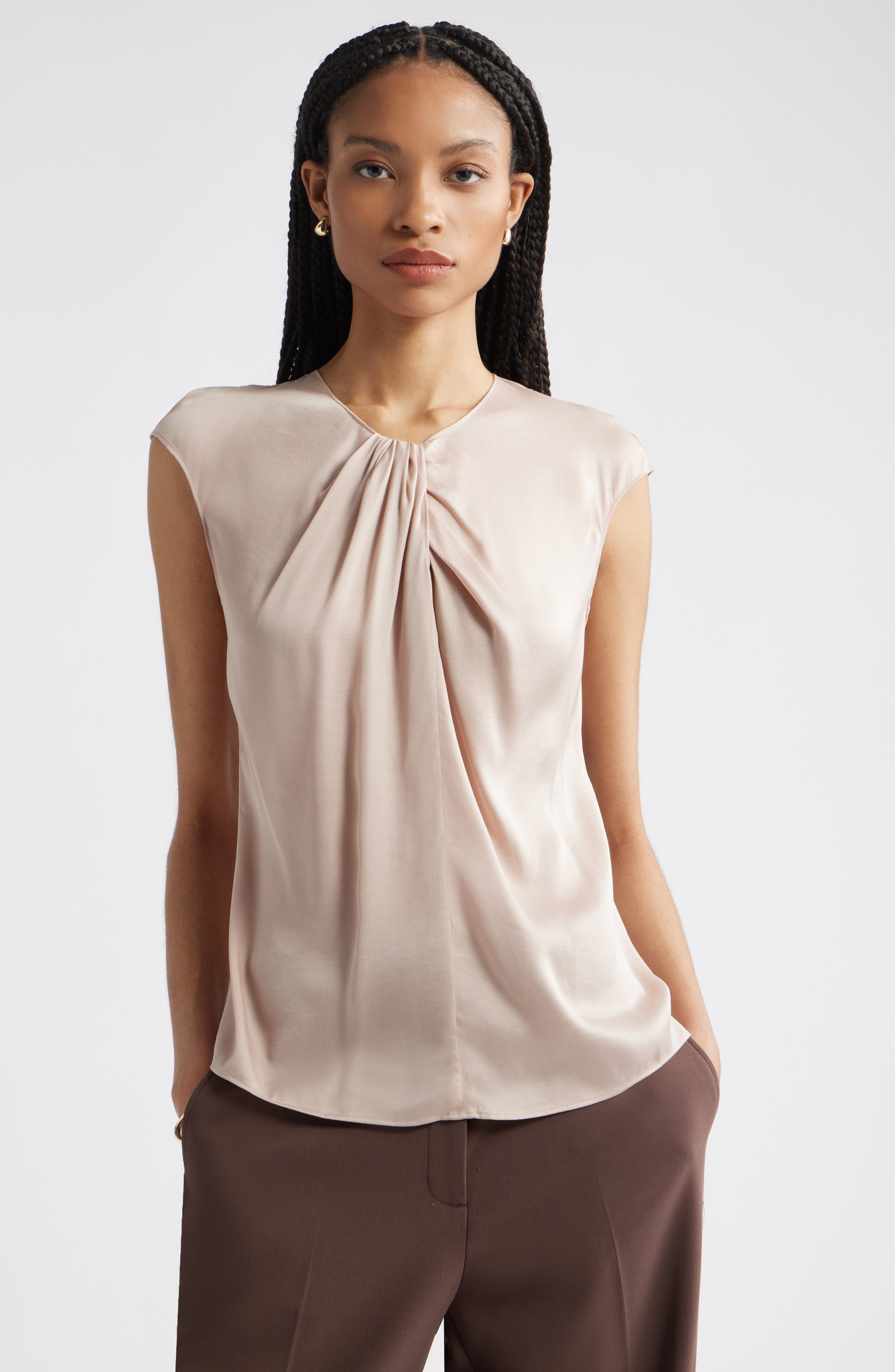 Nordstrom Twist Front Satin Top