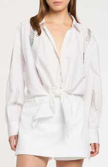 Marianna Paillette Whirl Stretch Poplin Button-Up Shirt