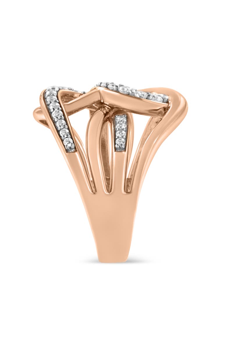 10K Gold 1/2 Ctw Diamond Intertwined Multi-Loop Cocktail Ring, Alternate, color, Rose Gold