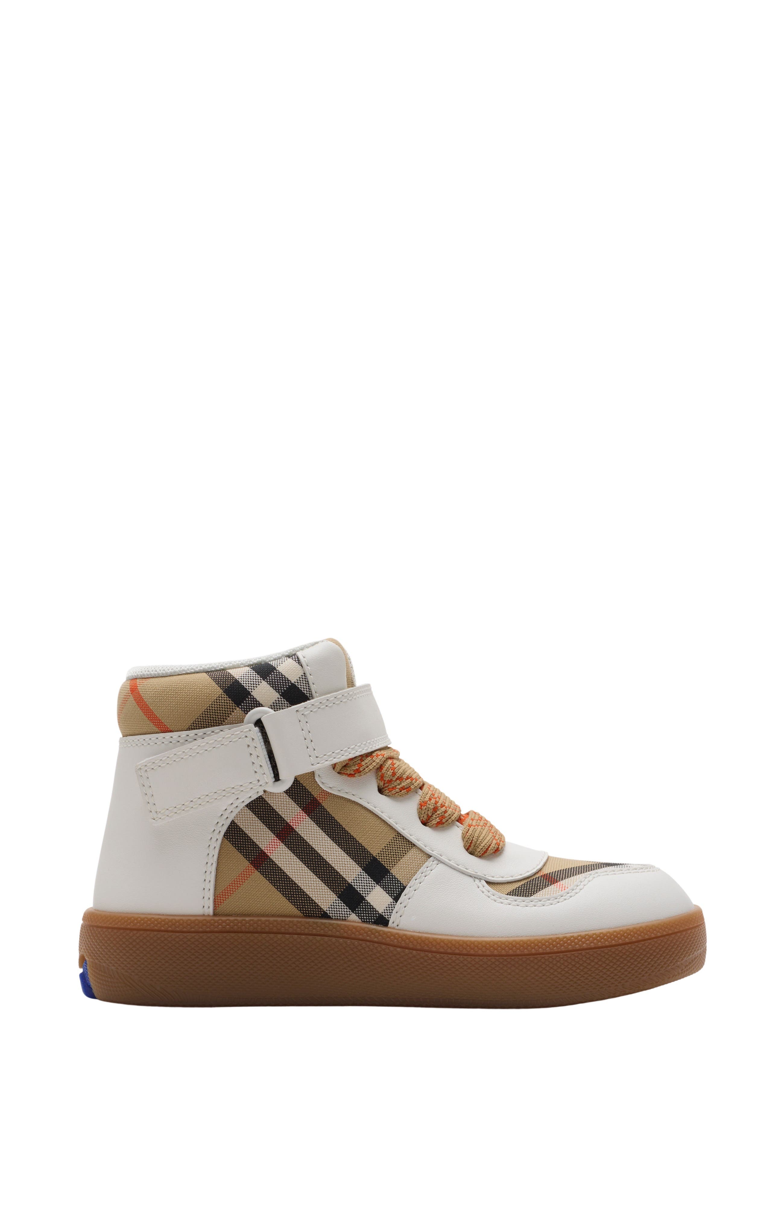 Burberry Check and Leather High-top Sneakers, Main, color, 