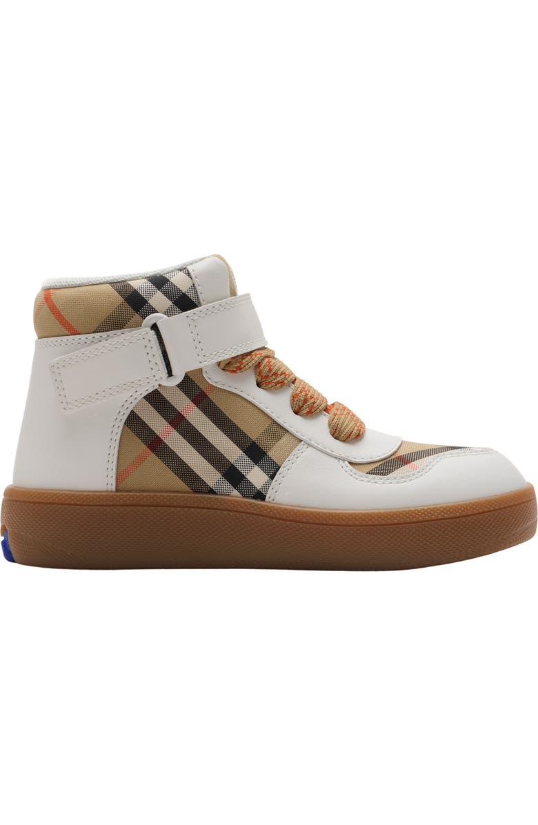 Burberry Check and Leather High-top Sneakers, Main, color,