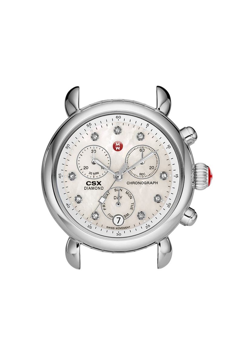 'CSX-36' Diamond Dial Watch Case, 36mm, Main, color, SILVER