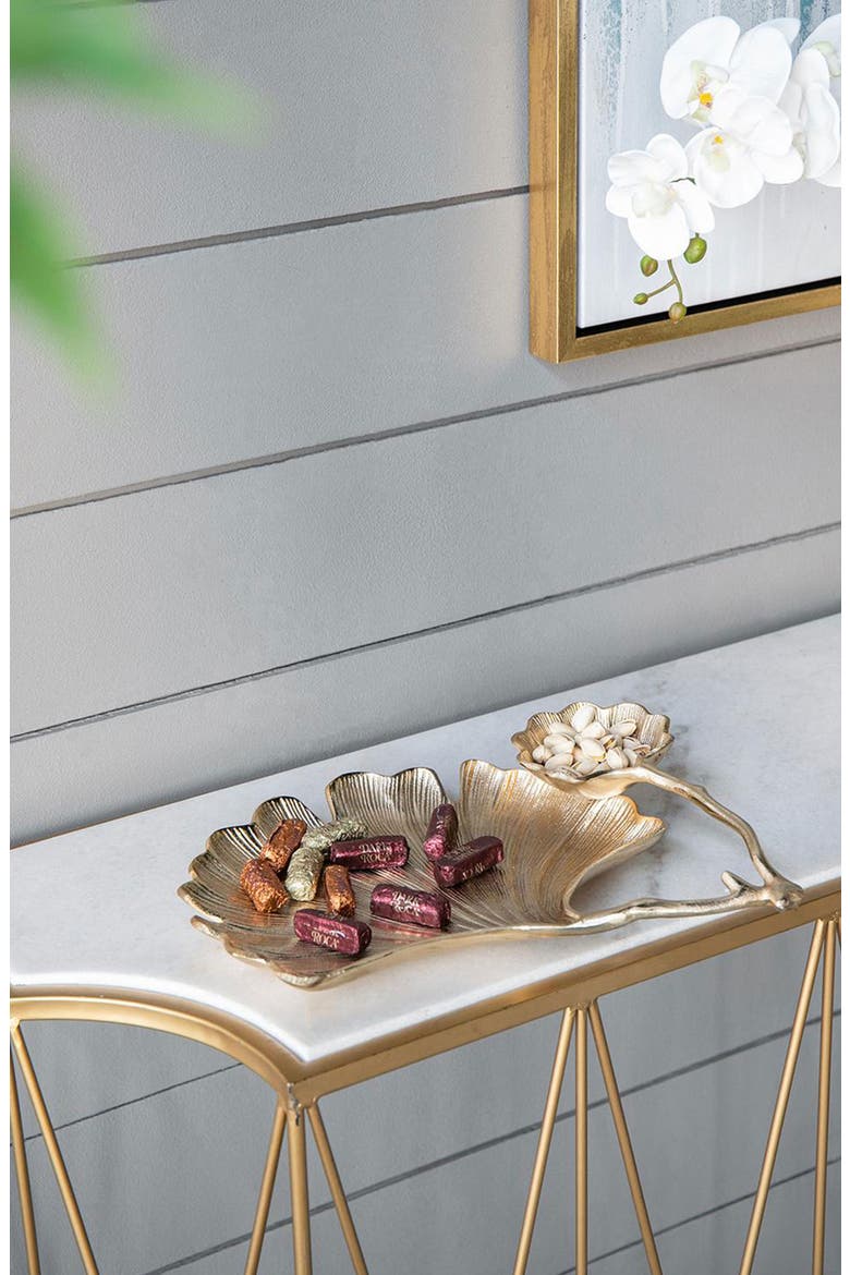 Double Ginko Leaf Trinket Tray, Alternate, color, GOLD