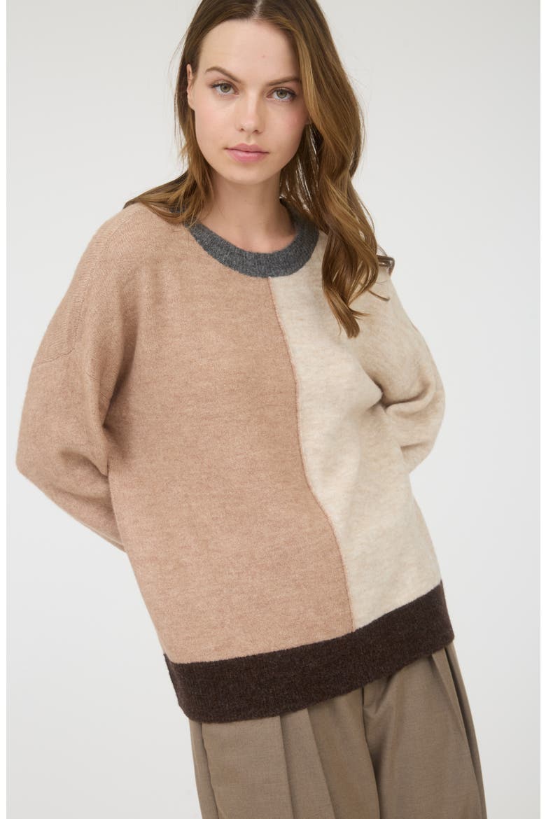 Two-Tone Sweater, Alternate, color, KHAKI MULTI
