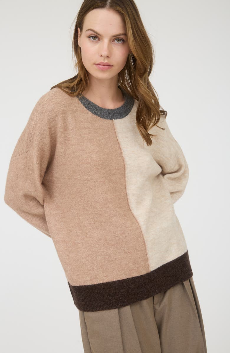 Blu Pepper Two-Tone Sweater, Alternate, color, Khaki Multi