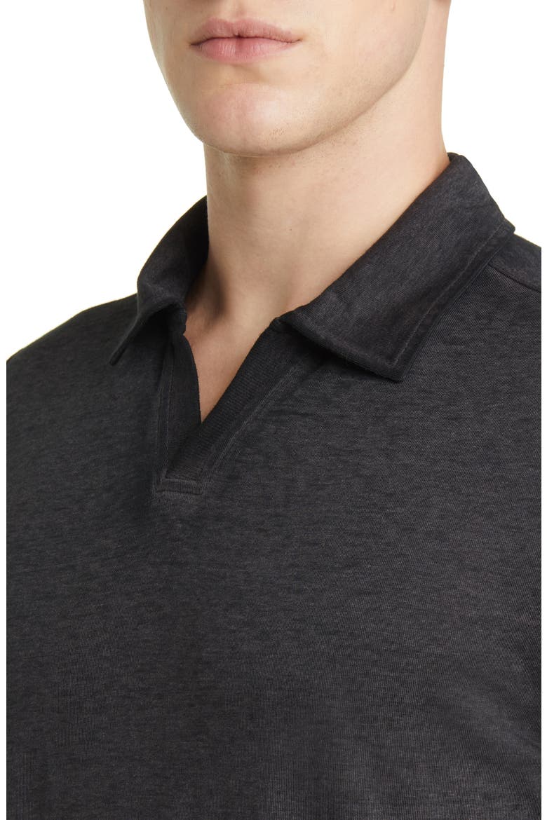 Val Johnny Collar Long Sleeve Polo, Alternate, color, BLACK