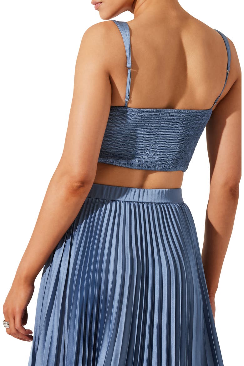 Pleated Satin Crop Top, Alternate, color, SLATE BLUE