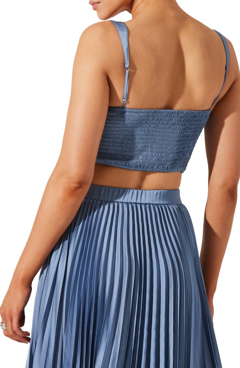 ASTR the Label Pleated Satin Crop Top, Alternate, color, Slate Blue