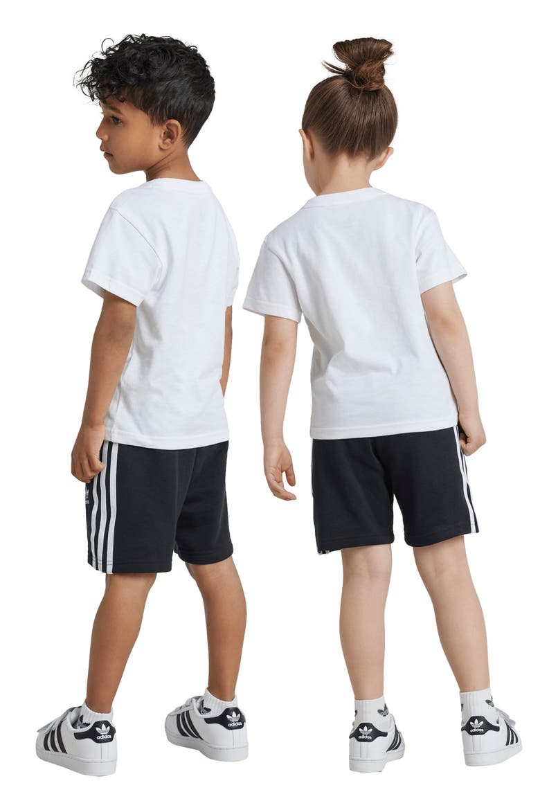 Kids' Adicolor Trefoil T-Shirt & Shorts Set, Alternate, color, BLACK/ WHITE