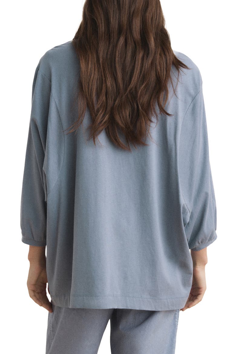Puff Sleeve Cotton Pajama Top, Alternate, color, INK BLUE
