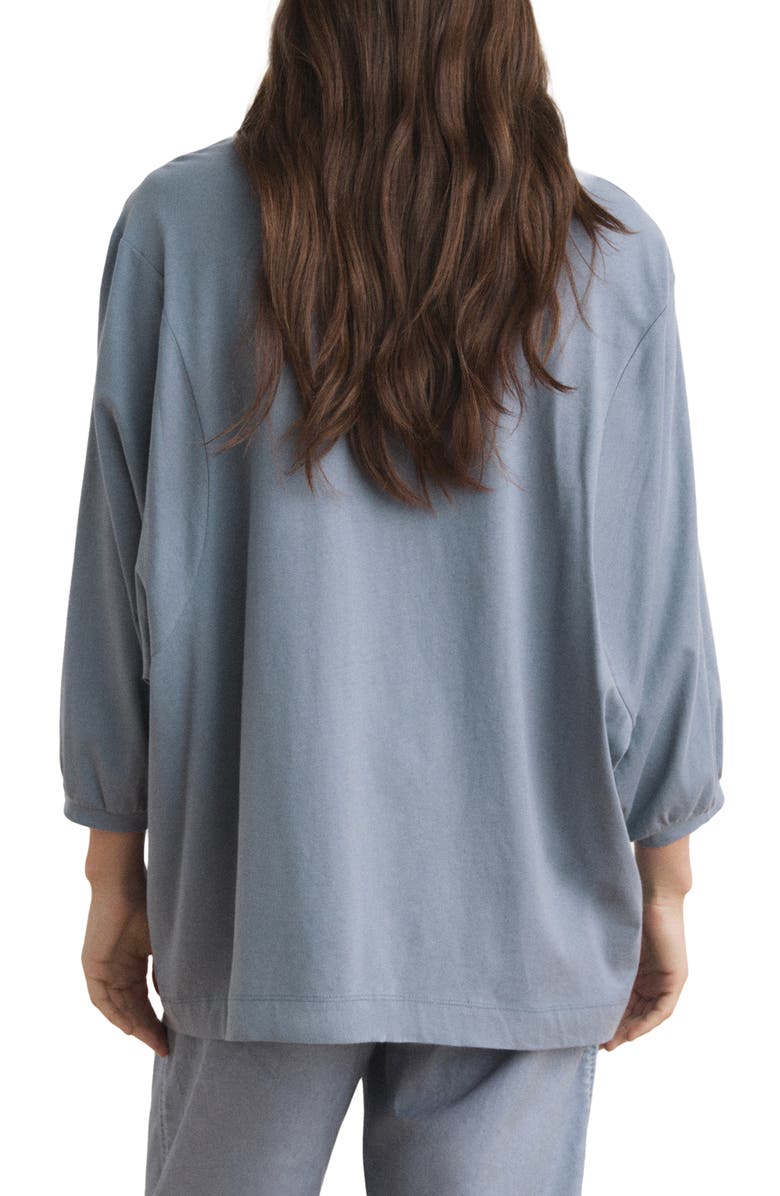 MANGO Puff Sleeve Cotton Pajama Top, Alternate, color, Ink Blue
