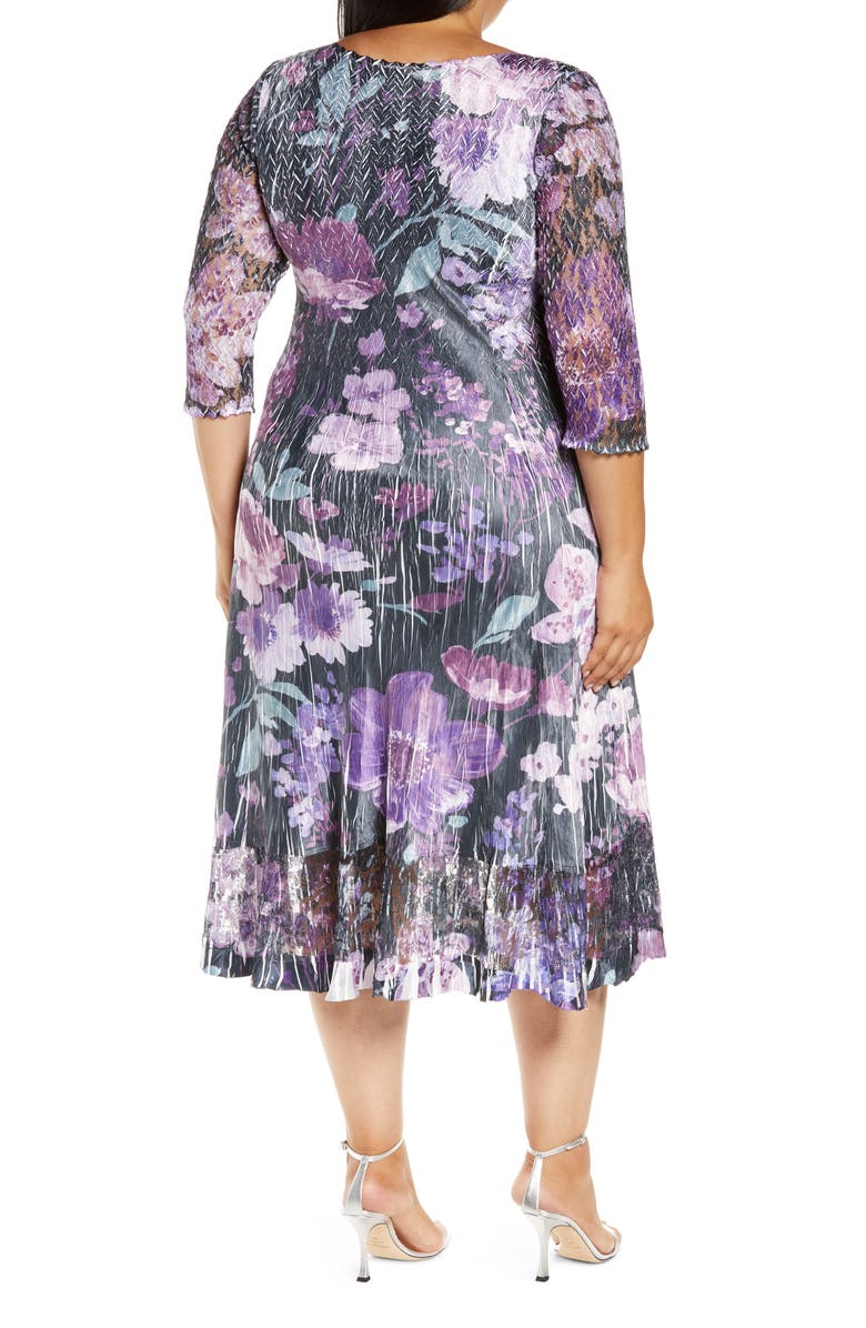 Komarov Floral Satin Charmeuse Dress, Alternate, color, 