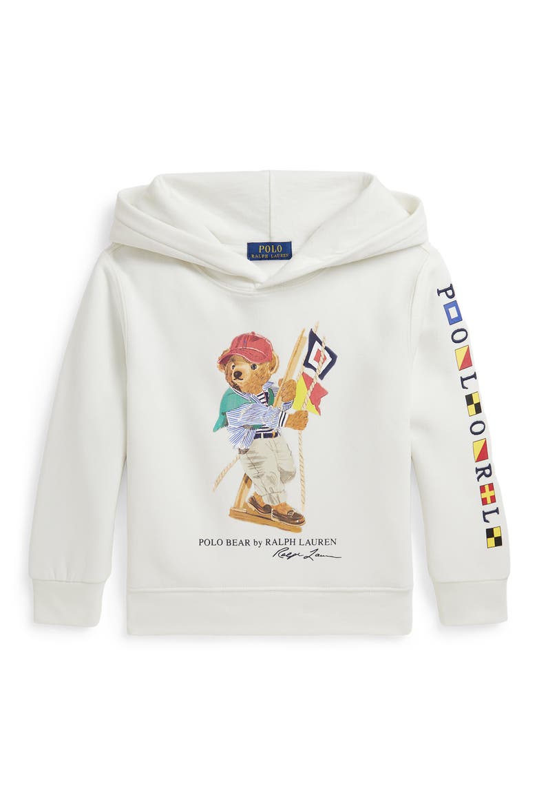 Kids' Polo Bear Fleece Hoodie, Main, color, DECK WASH WHITE