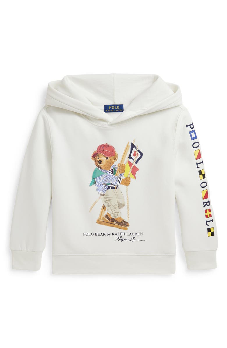 Polo Ralph Lauren Kids' Polo Bear Fleece Hoodie, Main, color, Deck Wash White