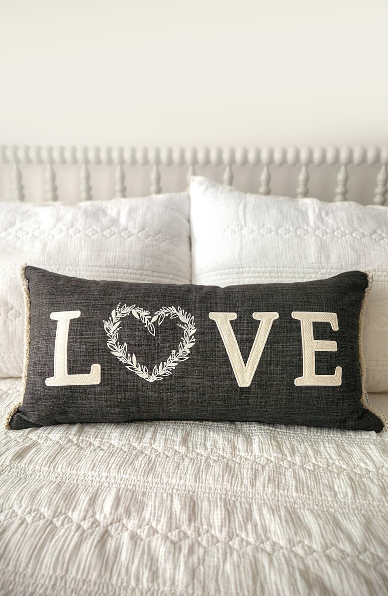 STUDIOCHIC Farm House Love Accent Pillow, Alternate, color, Charcoal