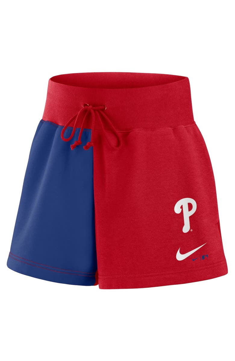 Nike Women's Nike Red/Royal Philadelphia Phillies Color-Block Phoenix Fleece Lounge Shorts, Alternate, color, Red