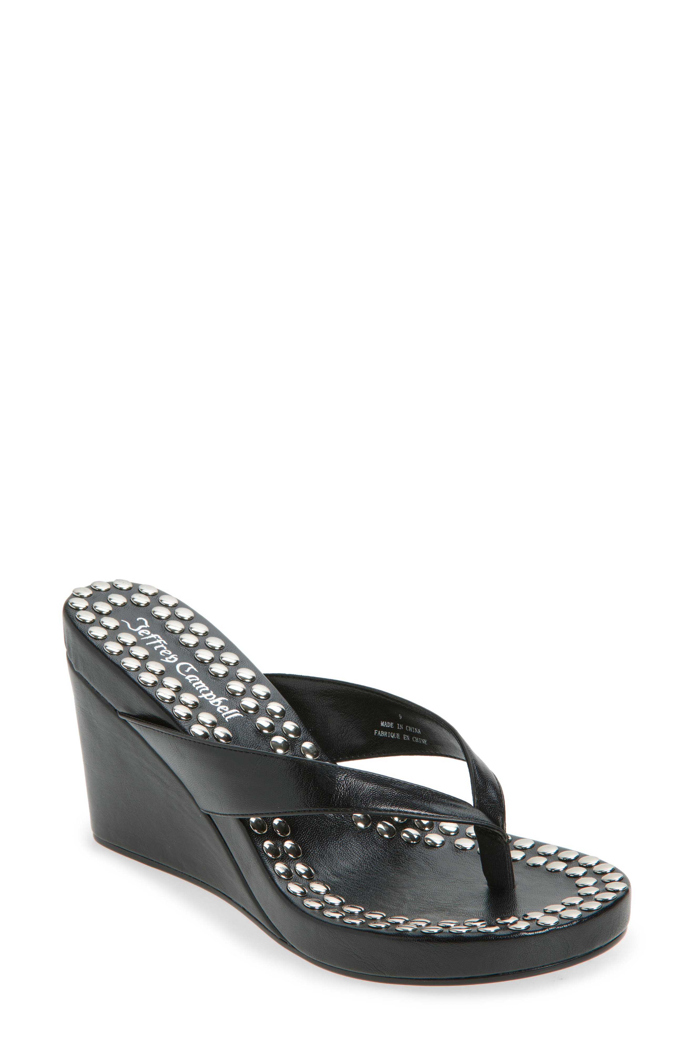 Jeffrey Campbell Liezel Platform Wedge Flip Flop, Main, color, Black Silver
