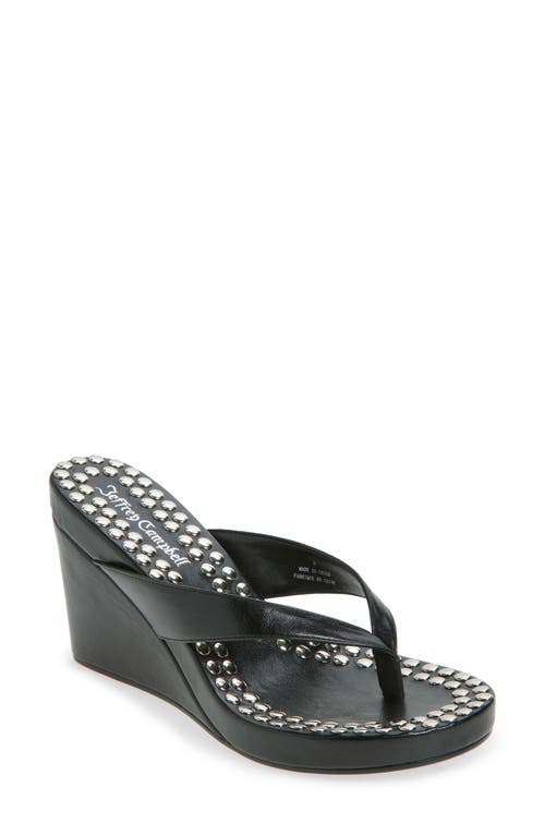 Jeffrey Campbell Liezel Platform Wedge Flip Flop in Black Silver at Nordstrom, Size 11