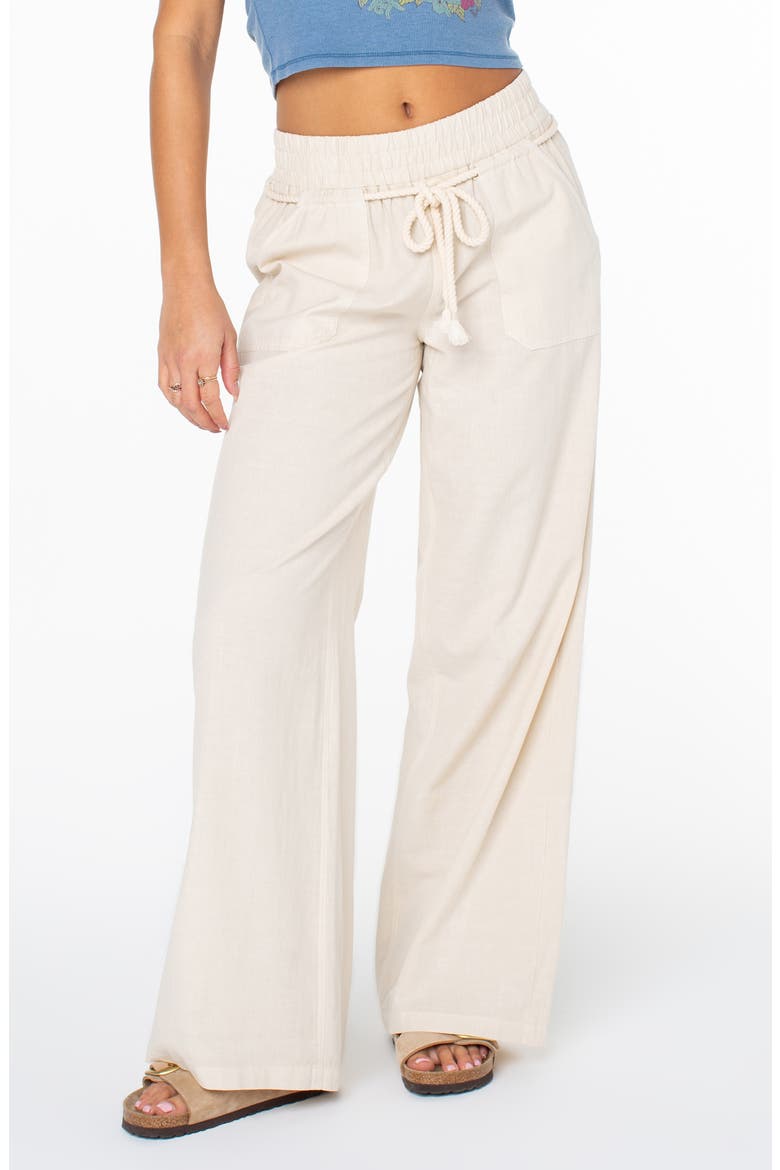 Paddle On Drawstring Cotton & Linen Pants, Main, color, PUMICE STONE